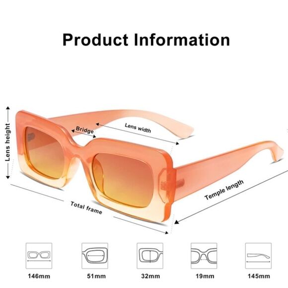 Gradient Orange Chunky Square Sunglasses